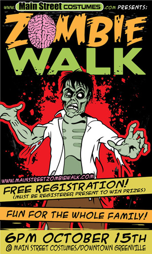 Zombie poster design for Kentucky costume shop event