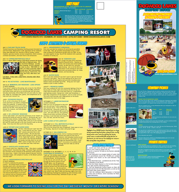 Print Brochure Design for Dogwood Lakes Camping Resort in Kentucky