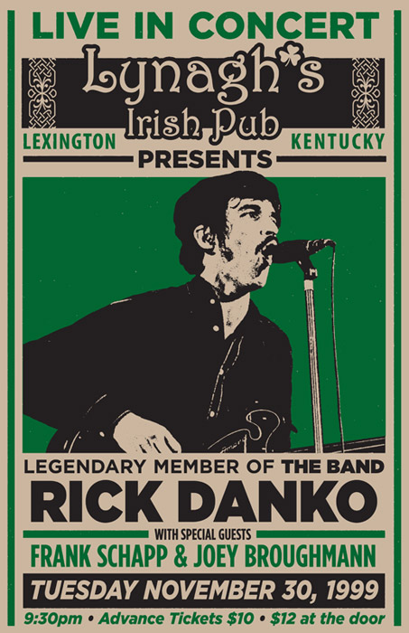 Rick Danko concert poster design (The Band) by Lexington, KY graphic designer